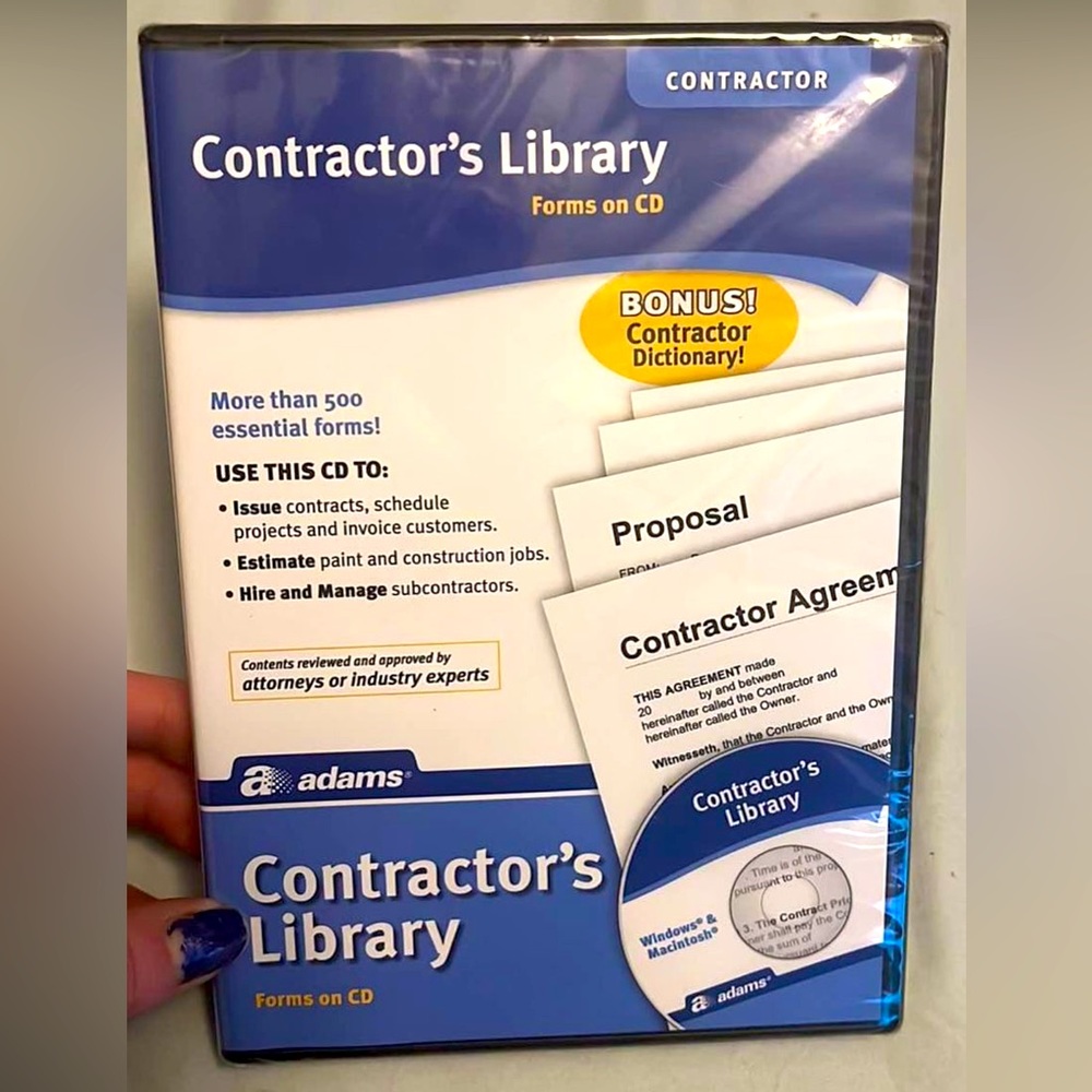 Adams “Contractors Library” forms on CD~ NEW